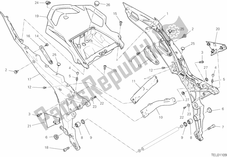 All parts for the Rear Frame Comp. Of the Ducati Multistrada 1260 S ABS USA 2019